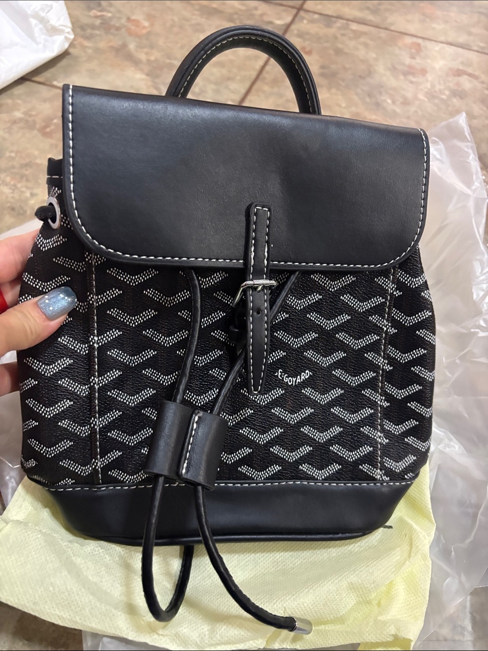 Source Unknown Black Patterned Drawstring Backpack - Picture 3 of 5